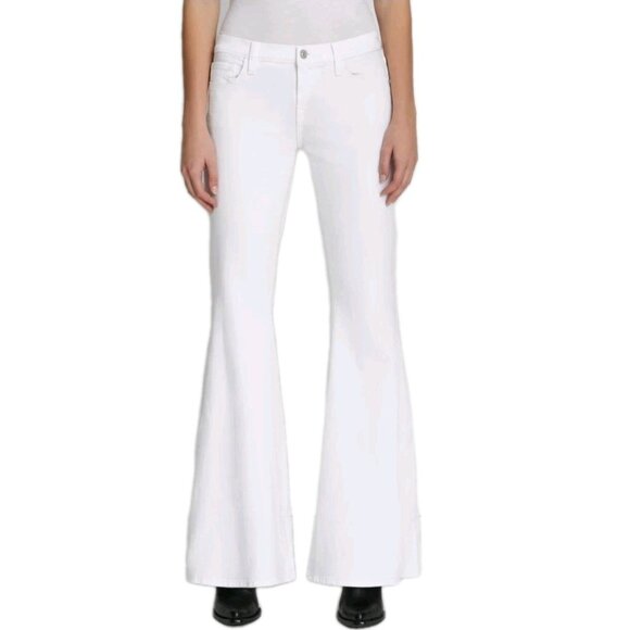 7 For All Mankind White Low Rise Flare Denim Womens Size 29 Jeans - Picture 2 of 9